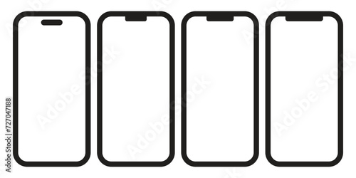 icon set Smartphone with white blank screen and front camera isolated on white background. eps 10