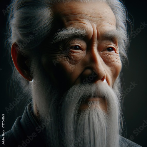 close-up of the face of an ancient Chinese thinker