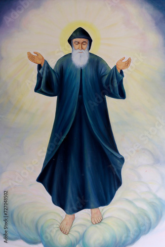 Saint Charbel painting in Saint Charbel's monastery in Bekaa Kafra, his native village in Lebanon