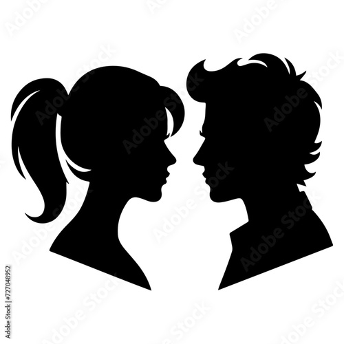 minimal Angry husband and wife couple quarreling, black color vector silhouette