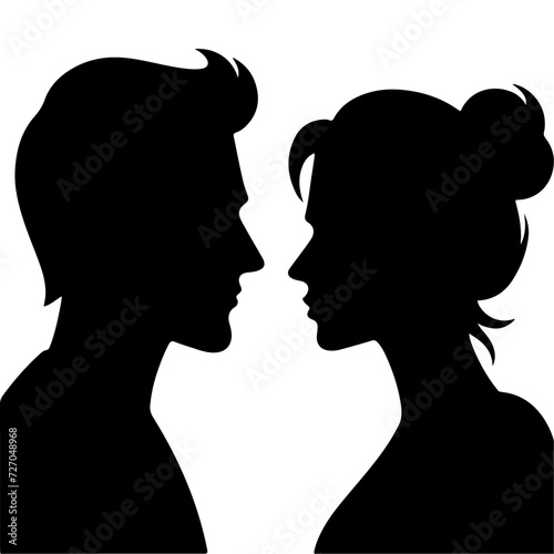 minimal Angry husband and wife couple quarreling, black color vector silhouette