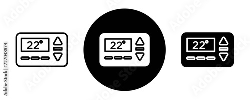 Thermostat outline icon collection or set. Thermostat Thin vector line art