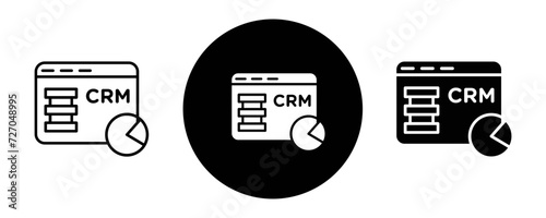 CRM outline icon collection or set. CRM Thin vector line art