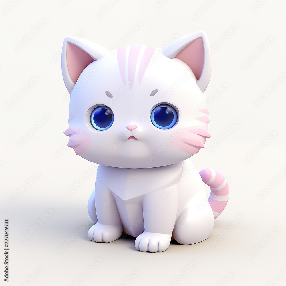 tiny cute pastel cat isolated on white background tiny cute pastel cat isolated on white background