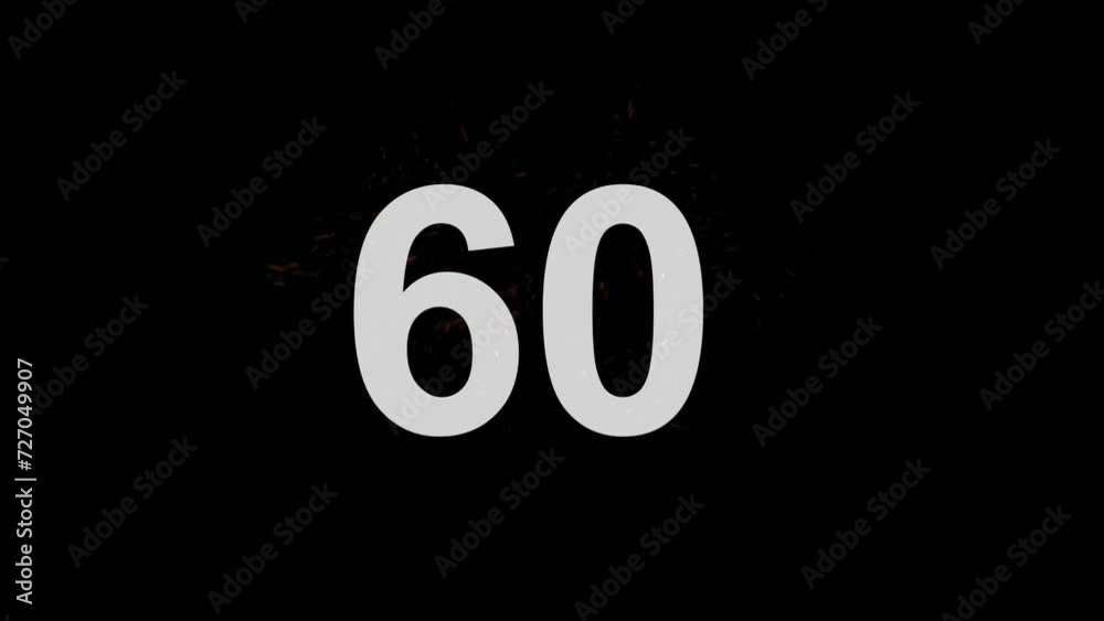Number 60 on fire with alpha channel, number sixty Number 60 on fire with alpha channel, number sixty