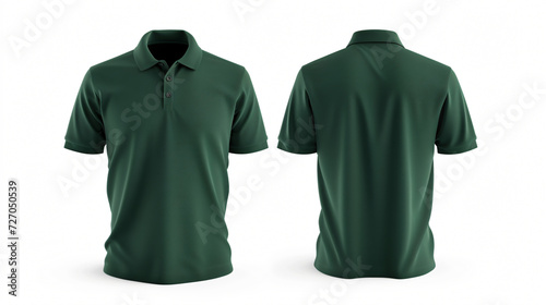 A stylish dark green polo shirt mockup that can be used to showcase your own design or logo. The front and back view provides a complete look, perfect for displaying custom branding or promo
