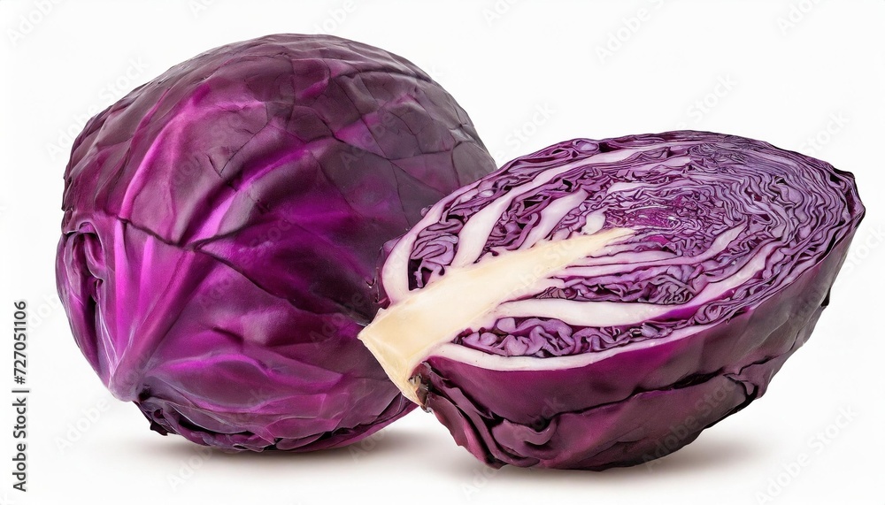 Fresh head of red cabbage isolated on white background. Healthy food photography concept. Fresh head of red cabbage isolated on white background. Healthy food photography concept.