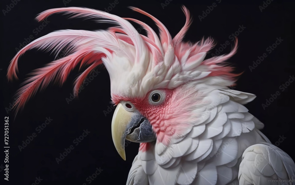 photo realistic portrait of Major Mitchell's cockatoo, Lophochroa leadbeateri. generative ai