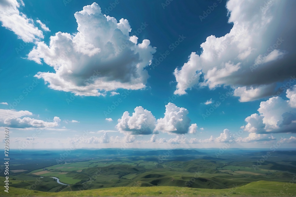 Beautiful view of landscape against blue cloudy sky Beautiful view of landscape against blue cloudy sky