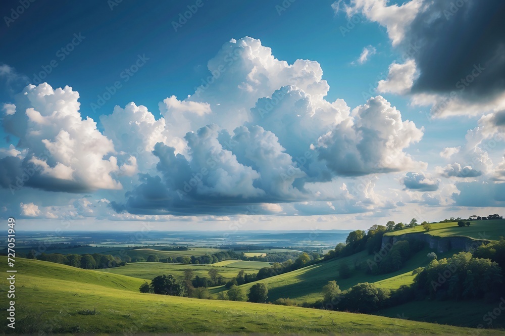 Fototapeta premium Beautiful view of landscape against blue cloudy sky
