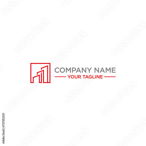 The concept of a box containing a minimalist building silhouette is suitable for building consultancy and construction company logos.