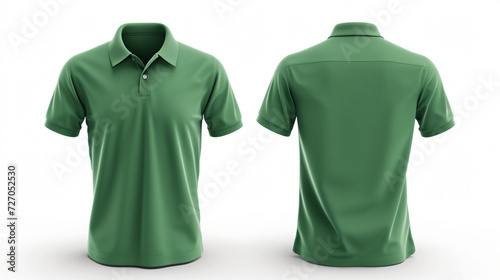 A modern and stylish green polo shirt mockup, perfect for showcasing your own designs. This blank template allows you to easily personalize the front and back, making it a versatile option f