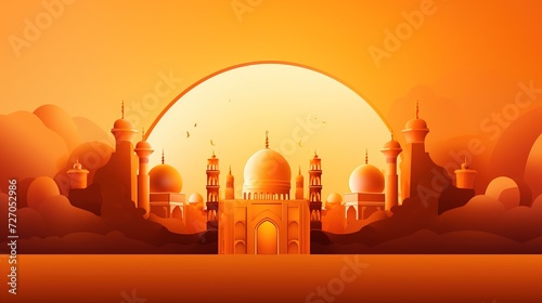 Ramadan Kareem Greeting Background Islamic 3d illustration design  generative ai