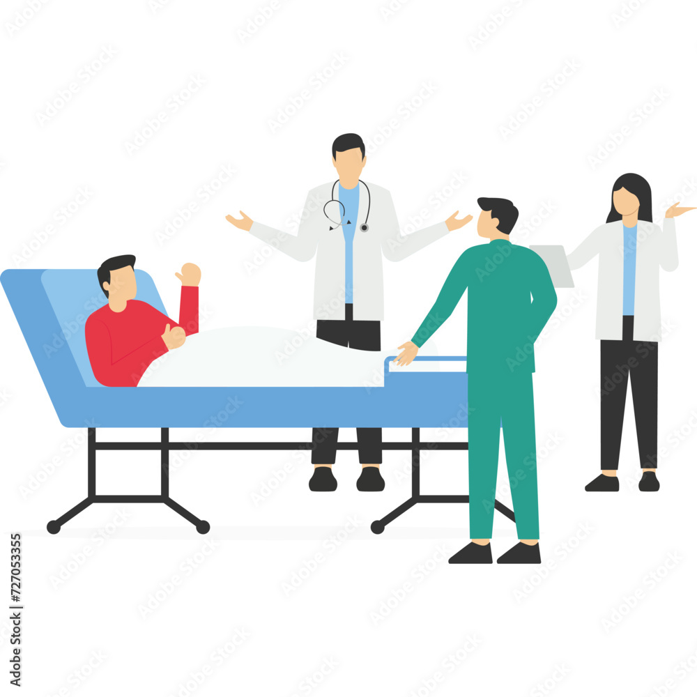 Dentistry healthcare concept. Professional care. Team of dentists background dental office. Vector flat cartoon illustration.


