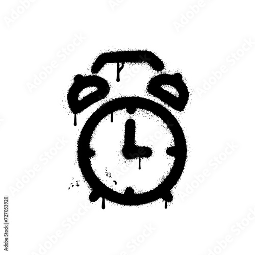 Spray Paint Graffiti alarm clock Sprayed isolated on white background.