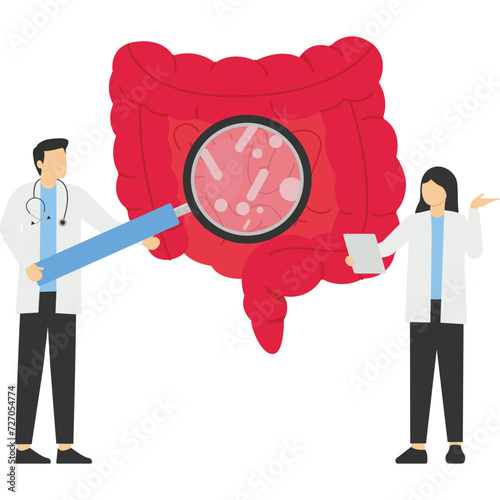 Digestive system health. Treat dysbiosis, harmful bacteria, intestine doctor examine. Doctor appointment. Online consultation. Human anatomy healthcare medical concept. For landing page, banner, flyer