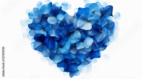 blue heart made of flowers ,Floral frame of blue flowers on white background. Summer flowers. Flat lay, Whimsical Watercolor Heart Shaped Cloud Clipart on White Background
