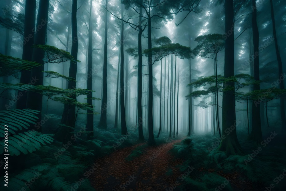 Obraz premium misty morning in the woods