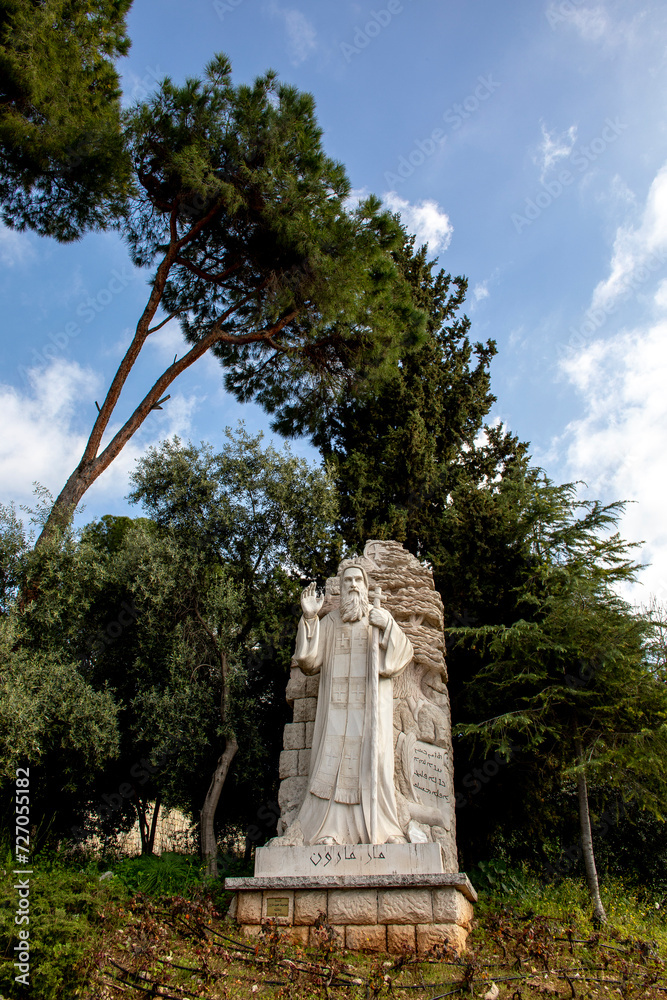 Obraz premium Statue of Saint Maron in Harissa, Lebanon