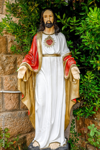 Jesus Christ statue in Deir Qannoubine monastery in the Qadisha (Kadisha) Holy Valley in Nortern Lebanon. photo