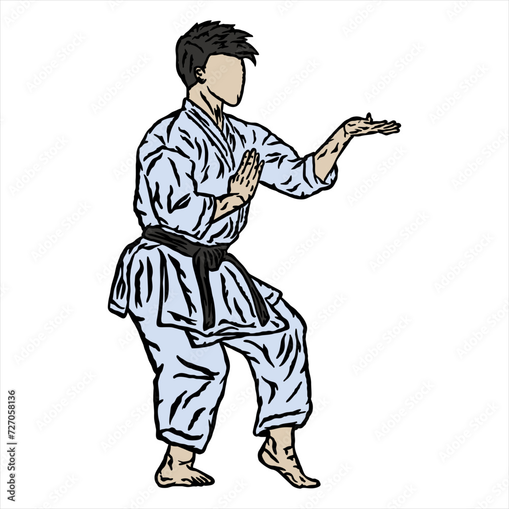 illustration vector karate technique pose logo icon full color illustration vector karate technique pose logo icon full color