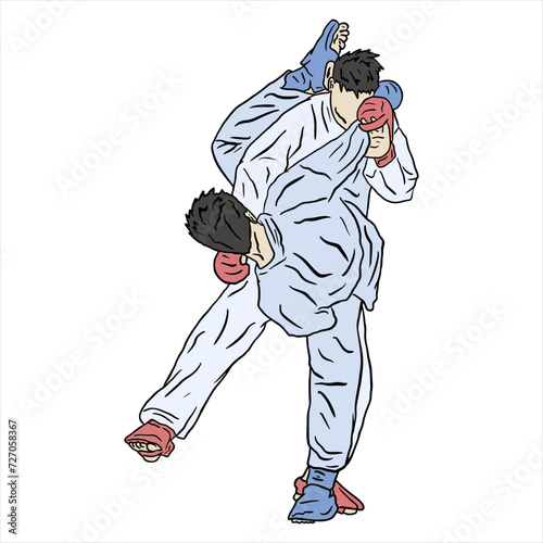 illustration vector karate technique pose logo icon full color