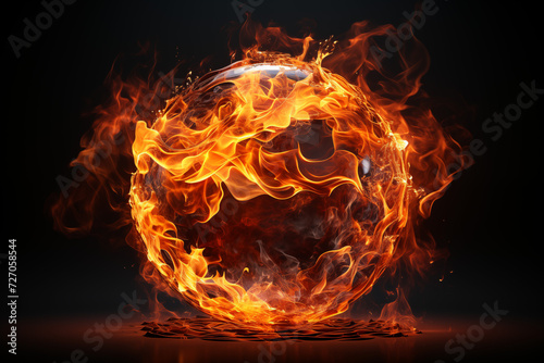 Glass ball covered in flames