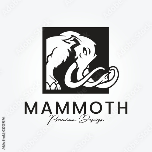 woolly mammoth logo vector design template with long tusks