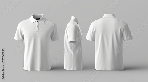 Front and back white polo shirt mockup, perfect for showcasing your designs. This blank canvas allows you to easily customize the shirt to fit your brand\'s aesthetic. Ideal for fashion desig