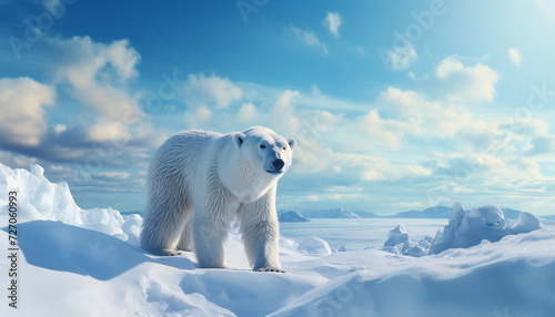 Recreation of a polar bear in the Arctic 