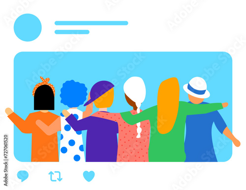 Friendship and bond united together in social media illustration