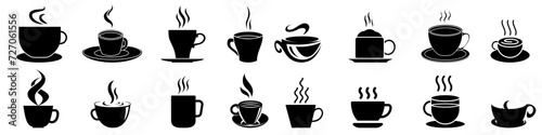 Coffee icon vector set. Hot drink illustration sign collection. Coffee house symbol. Coffee machine logo. photo