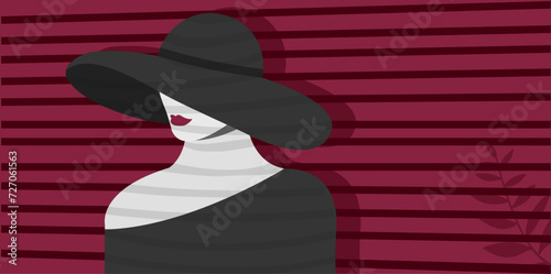 Woman wearing stylish hat illustration