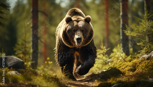 Recreation of a bear walking in a forest