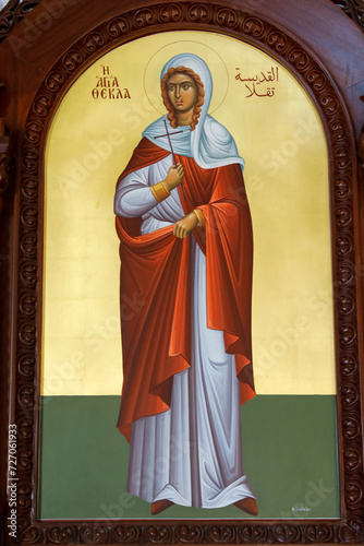 Saint Paul melkite (Greek catholic) cathedral, Harissa, Lebanon. St Thecla icon
