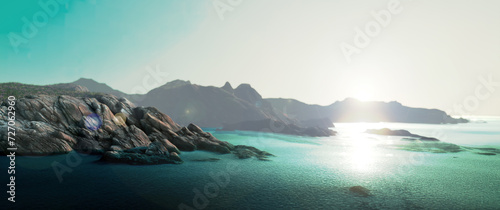 panorama of the sea and mountains