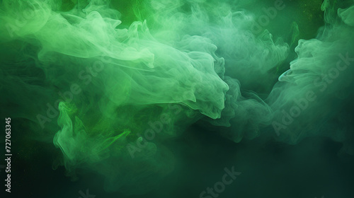 horizontal image of intense green smoke background Generative AI
