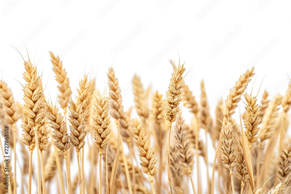 close up horizontal image of wheat field and white background Generative AI close up horizontal image of wheat field and white background Generative AI