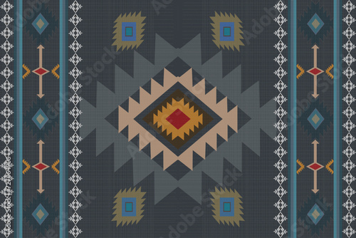 Navajo tribal vector seamless pattern. Native American ornament. Ethnic South Western decor style. Boho geometric ornament. Vector seamless pattern. Mexican blanket, rug. Woven carpet illustration