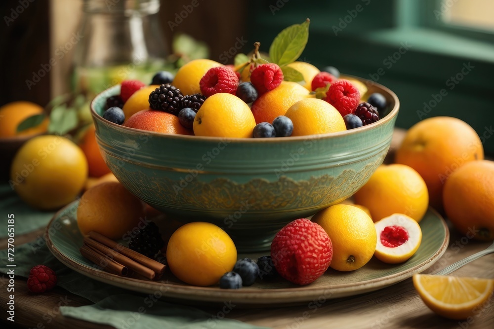 a bowl of fruit sitting on top of a wooden table, bowl of fruit, (a bowl of fruit) a bowl of fruit sitting on top of a wooden table, bowl of fruit, (a bowl of fruit)