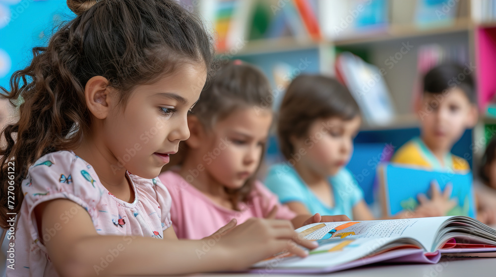 Children in Kindergarten at a reading lesson Children in Kindergarten at a reading lesson