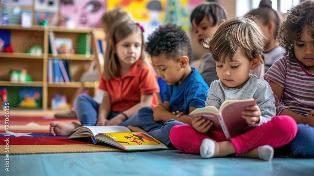 Children in Kindergarten at a reading lesson Children in Kindergarten at a reading lesson