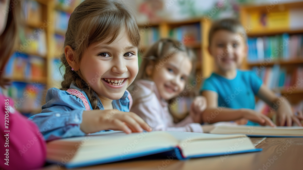 Children in Kindergarten at a reading lesson Children in Kindergarten at a reading lesson