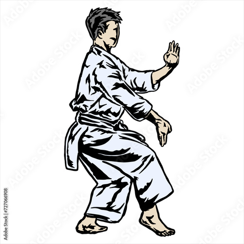 illustration vector karate technique pose logo icon full color