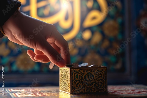 coin into a glass jar filled with many similar coins