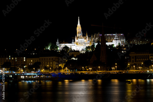 A tall castle on a hill. Night Budapest. Beautiful panorama of a big city in Europe. European city Budapest. Sights and attractions of Hungary. © Sabina Rasulova