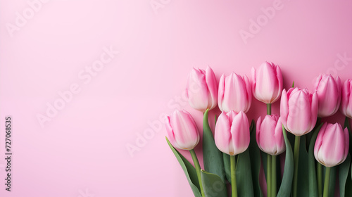 bouquet of pink tulips and pink background, minimalism flowers, minimalism wallpaper with tulips, spring flowers