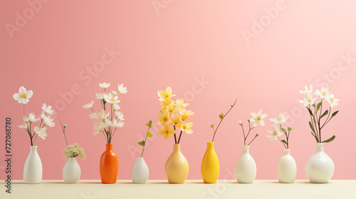 Flowers in vase, spring flowers, minimalism, spring flowers wallpaper, yellow flowers, symmetry, symmetric wallpaper, 