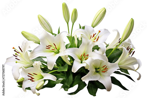 Elegant blooming lilies with buds  cut out