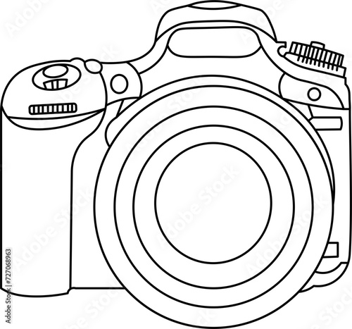 DSLR Camera Outline Vector Illustration